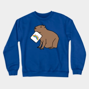 Cute Capybara Says Be Kind With a Rainbow Crewneck Sweatshirt